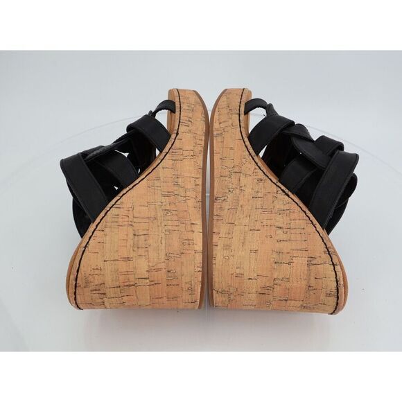 Born BOC Women Cora Sandal Size 10 Black Wedge Platform Vegan Leather Slide Mule - Picture 7 of 11